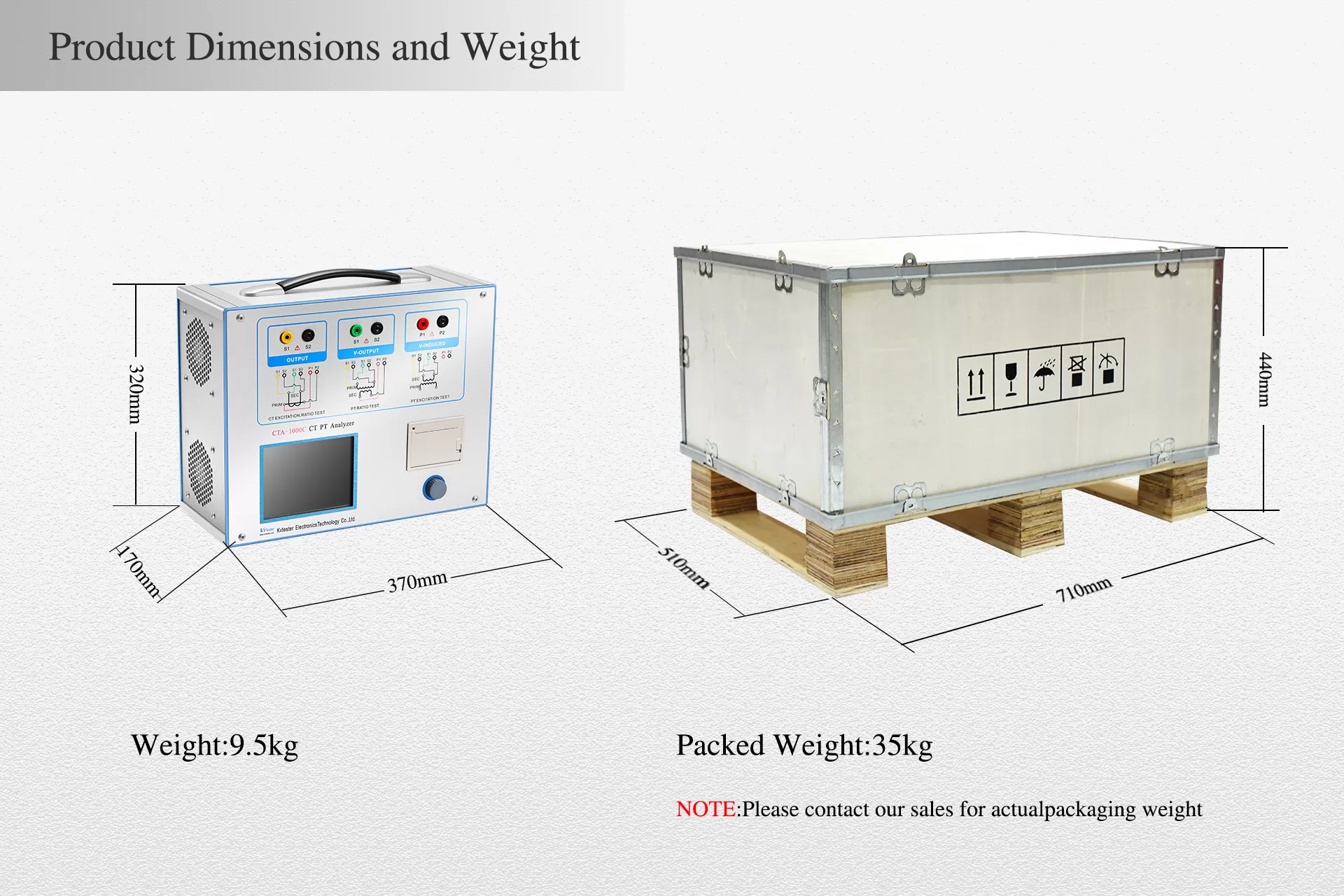 CTA-1000C CT PT Analyzer Dimensions and Weight Diagram