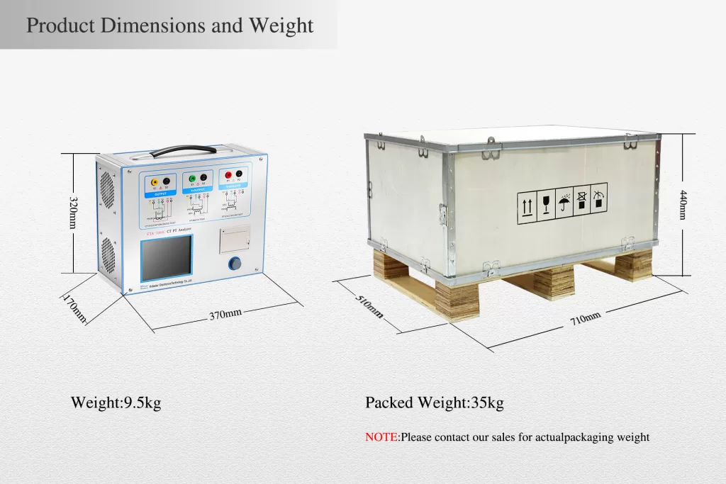 CTA-1000C CTPT Analyzer Dimensions and Weight Diagram