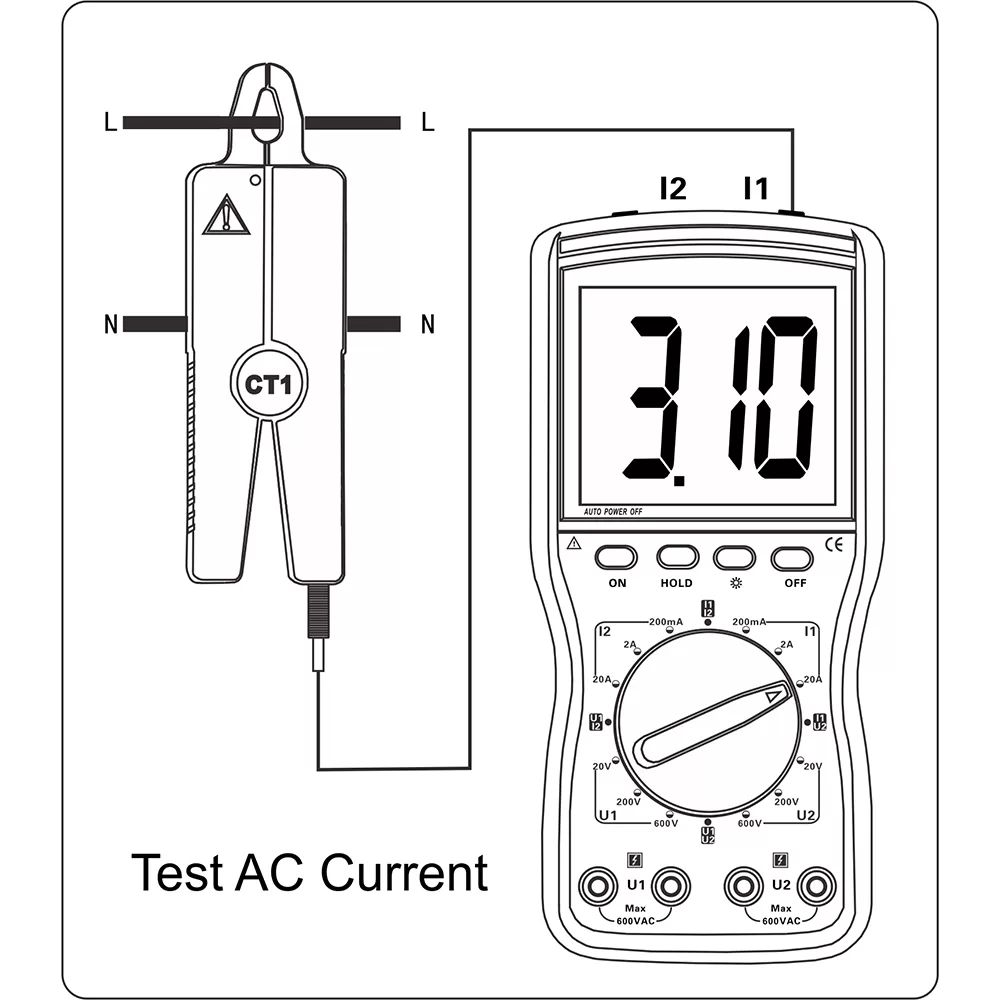 ZC-610A Double Clamp Digital Phase Voltmeter Wiring Diagram1