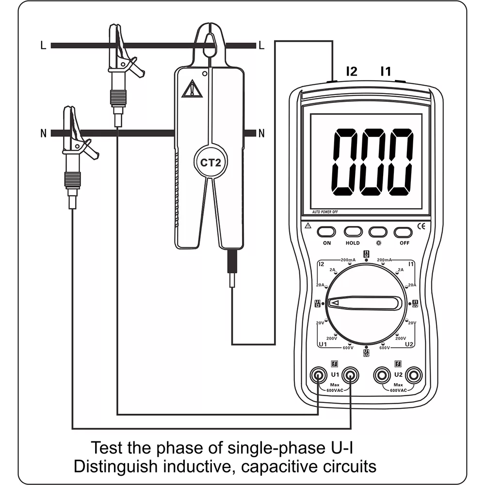 ZC-610A Double Clamp Digital Phase Voltmeter Wiring Diagram3
