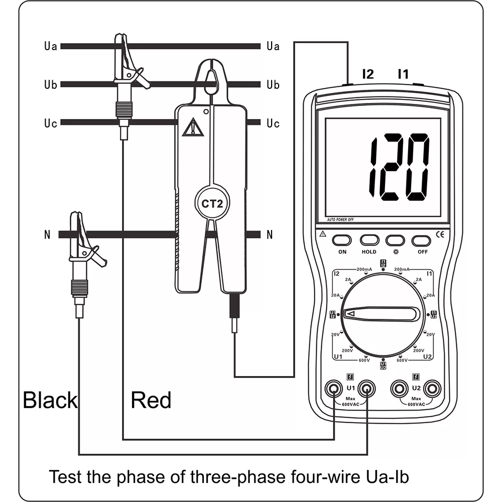 ZC-610A Double Clamp Digital Phase Voltmeter Wiring Diagram4