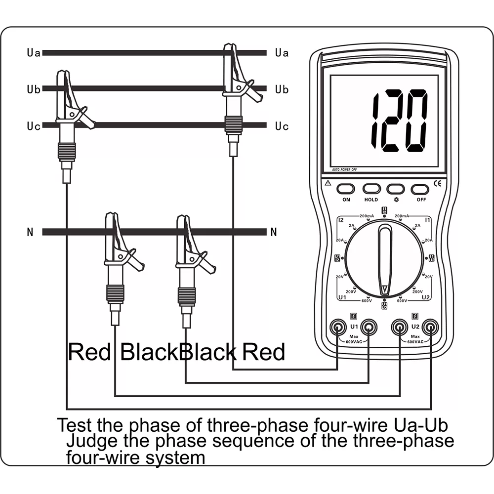 ZC-610A Double Clamp Digital Phase Voltmeter Wiring Diagram5